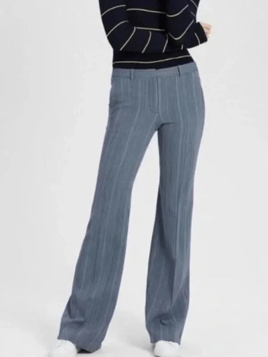 Theory | Women’s Blue/Multi Pinstripe Wool Flare Leg Demetria 2 Eldora Trouser 0 - Picture 1 of 16